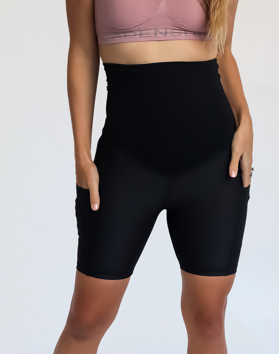 Pregnancy bike shorts with lace trim - Black - Sz. 42-60