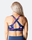 floral crossover nursing sports bra with drop-down cups for breastfeeding