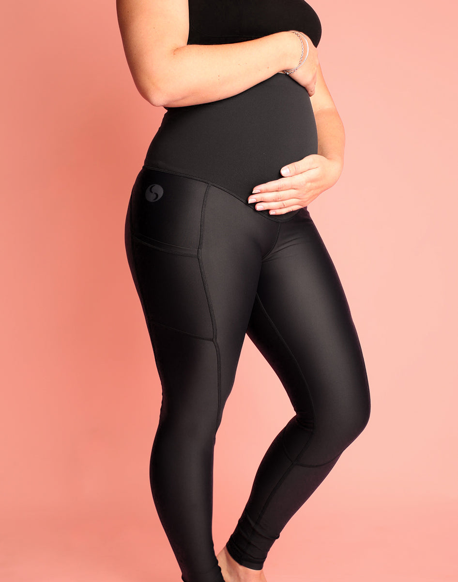 Full Length Black Maternity Sports Leggings with Side Pockets – ANGEL  MATERNITY