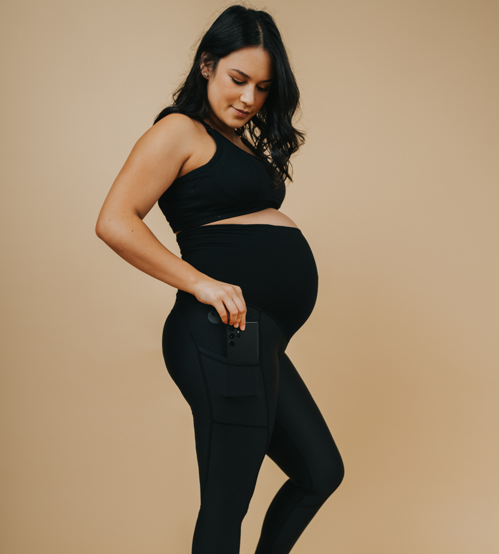 Maternity Leggings - Classic 7/8 Length w Pockets Black