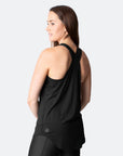 black breastfeeding tank top with crossover back