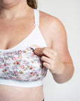 Nursing clip function of floral print breastfeeding bra