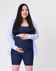 Maternity Bike Shorts - Ryan Ribbed Navy