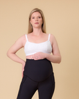 back view of a mum wearing a maternity bra with a racerback option