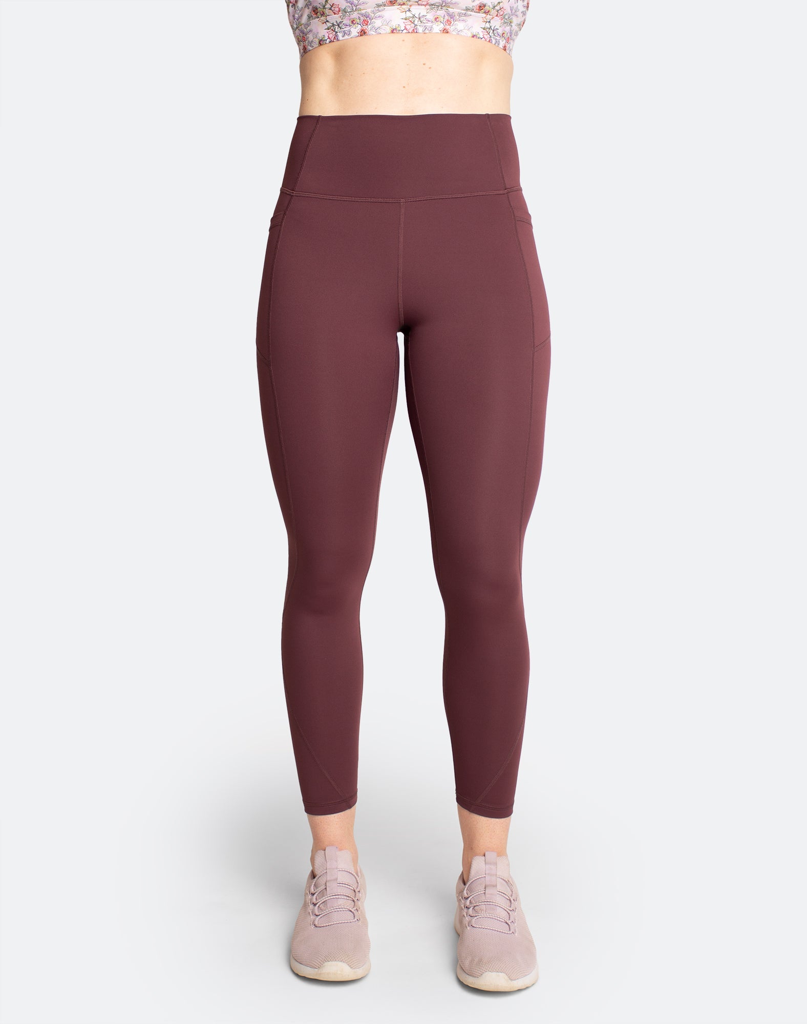 maternity yoga leggings in burgundy