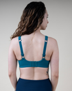 back view of supportive nursing bra in teal 