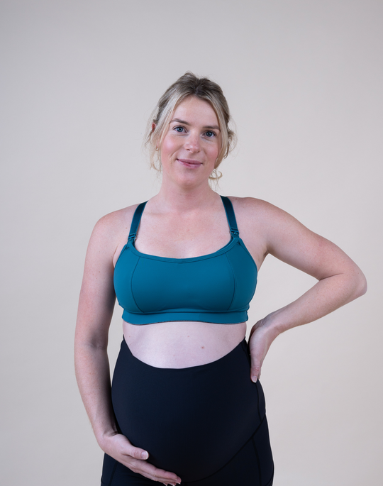 Maternity Activewear Bra - Fit2Feed Bra Teal | Cadenshae US