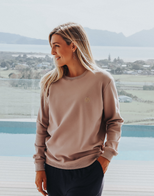 Womens tan sweatshirt hotsell