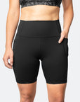 black high waisted postpartum bike shorts