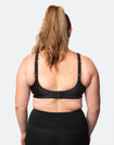 Back view of plus size nursing sports bra for high impact exercise