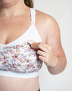 Nursing clip function of floral print breastfeeding bra