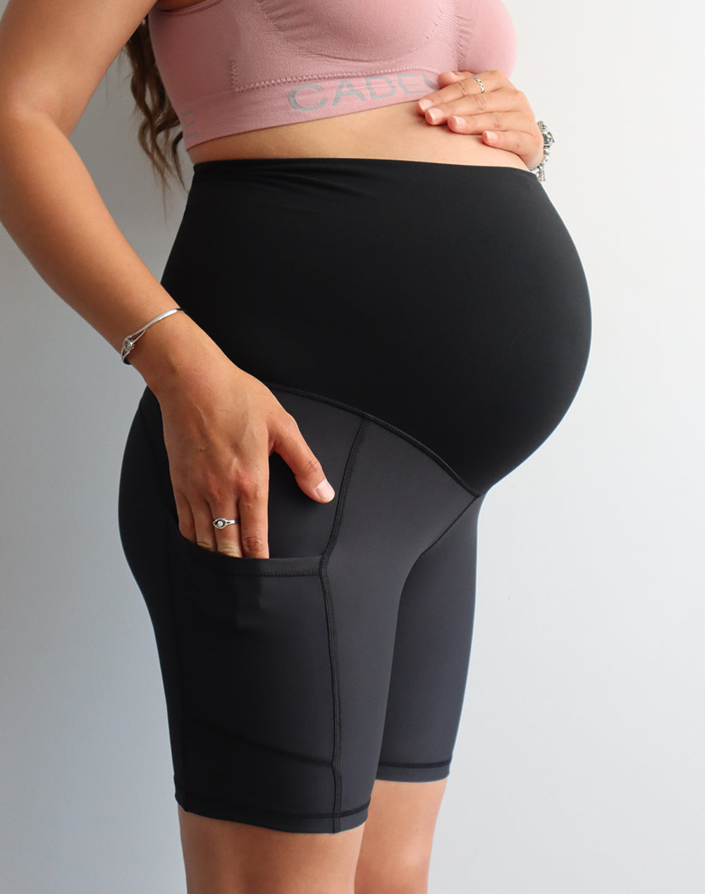 Pregnancy Pocket Bike Shorts in Black, Maternity Activewear
