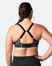 racerback front closure nursing bra with DD to G cups in leaf print