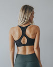 back view showing racerback design on wire free exercise crop